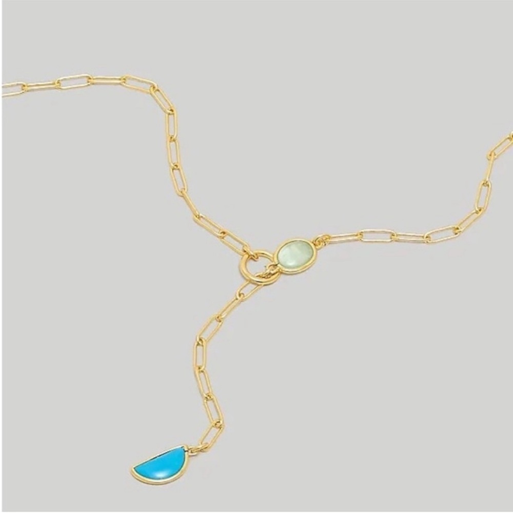 NEW MADEWELL Stone Collection Green Apophyllite Necklace Vintage Gold Turquoise